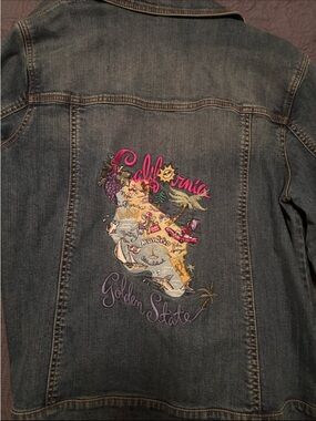 Embroidered 'California Golden State' Denim Jacket